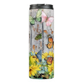 God Niets Onmogelijk: Zonnebloemen Vlinders Thermosbeker (Achterkant)