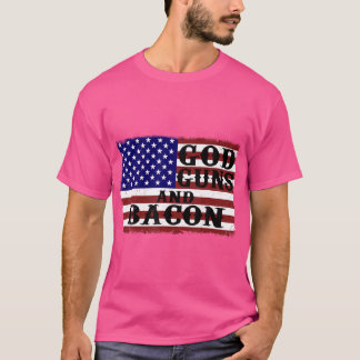 God Pistolen en Bacon USA vlag liefde van het land T-shirt