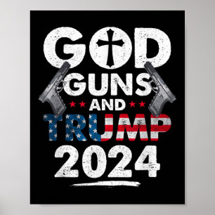 God Pistolen en Trump 2024 Amerikaanse vlag Poster