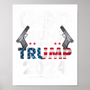 God Pistolen en Trump 2024 Amerikaanse vlag Poster