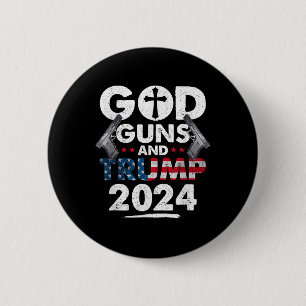 God Pistolen en Trump 2024 Amerikaanse vlag Ronde Button 5,7 Cm