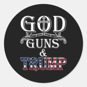 God Pistolen en Trump 2e Amendement T Trump 45 Ronde Sticker
