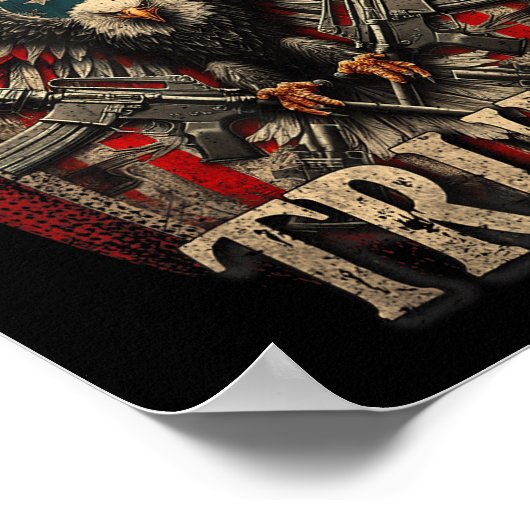 God Pistolen en Trump 2e amendement vlag adelaar Poster (Hoek)