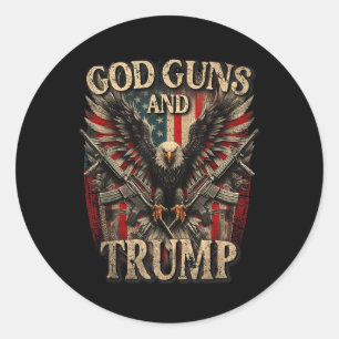 God Pistolen en Trump 2e amendement vlag adelaar Ronde Sticker