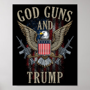 God Pistolen en Trump 2e wijzigingsvlag AR15 Poster
