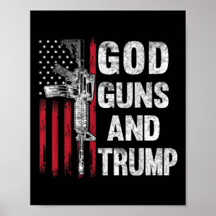 God Pistolen en Trump 2e wijzigingsvlag AR15 Poster