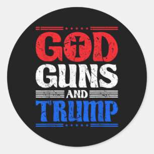 God Pistolen en Trump American Flag Patriot Ronde Sticker