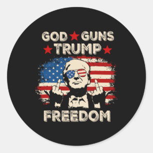 God Pistolen Trump Vrijheid Republikeinse Conserva Ronde Sticker
