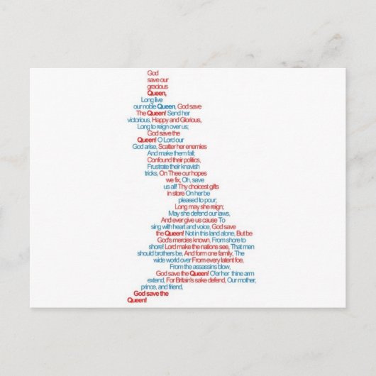 God red de koningin briefkaart (Voorkant)