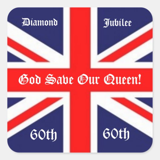 God Red onze koningin!-60 jaar/Britse vlag Vierkante Sticker (Voorkant)