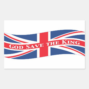 God redt de koning met Union Jack Rechthoekige Sticker