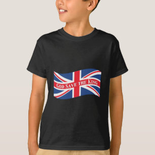 God redt de koning met Union Jack T-shirt