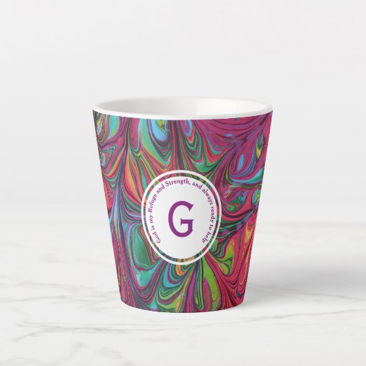 GOD REFUGE STERKTE Abstract Monogram Aangepaste PI Latte Mok (Voorkant)