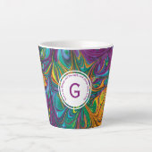 GOD REFUGE STERKTE Abstract Monogram PAARS Latte Mok (Voorkant)