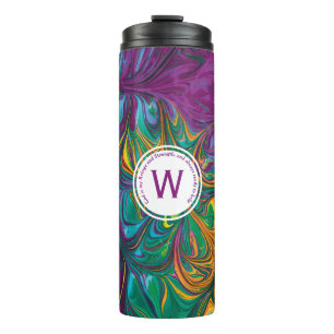 GOD REFUGE STERKTE Abstract Monogram PAARS Thermosbeker