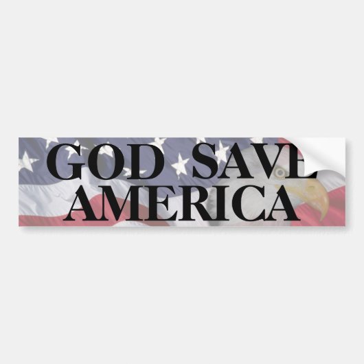 GOD SAVE AMERICA BUMPERSTICKER (Voorkant)