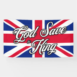 "God Save the King" op de vlag van de Britse Union Spandoek