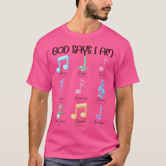 God Say I Am Musical Notes Piano Guitar Christelij T-shirt