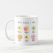 God Says I Am Affirmation Scripture Pastel Floral Koffiemok (Links)