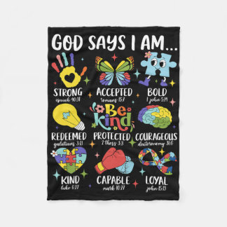 God Says I Am Be Kind Autism Awareness Sped Women Fleece Deken