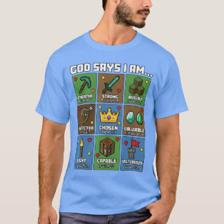 God Says I Am Bible Verses Pixel Art Christian Gam T-shirt