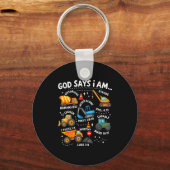God Says I Am Christian Bible Verses Boys Construc Sleutelhanger (Voorkant)