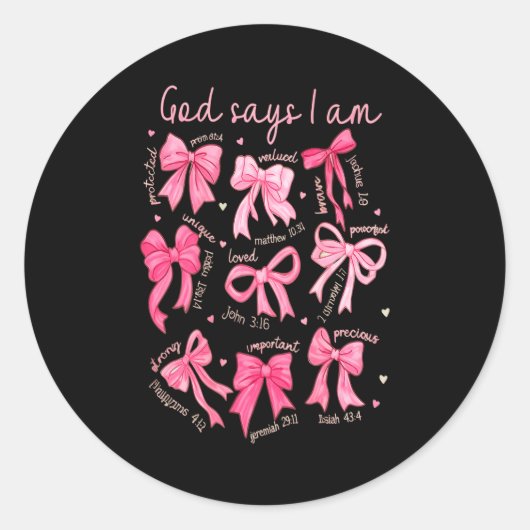 God Says I Am Coquette Bow Coquette Bow Fall Valen Ronde Sticker (Voorkant)
