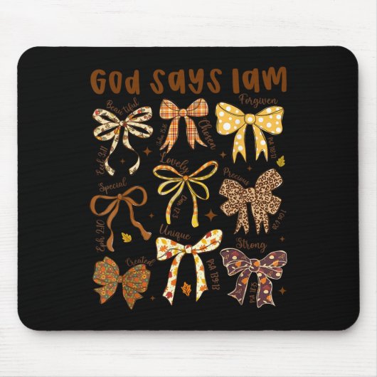 God Says I Am Fall Coquette Bow Thanksgiving Chris Muismat (Voorkant)