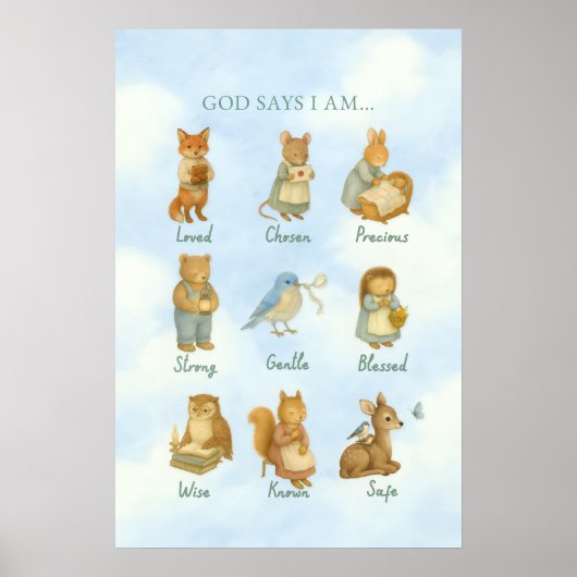 God Says I Am – Scripture Declaration Nursery Wal Poster (Voorkant)
