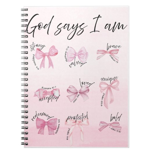"God says I am..." Spiral Notebook Notitieboek (Voorkant)