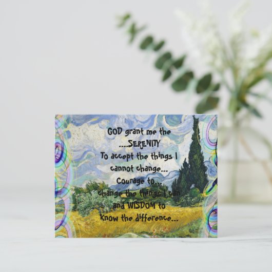 God schenk mij de RUST in een kleurrijk landschap Briefkaart (Staand voorkant)