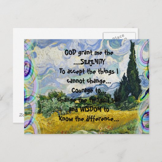 God schenk mij de RUST in een kleurrijk landschap Briefkaart (Voorkant / Achterkant)