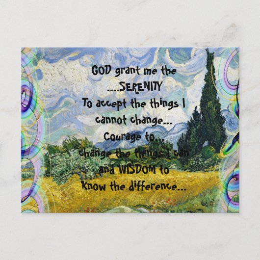 God schenk mij de RUST in een kleurrijk landschap Briefkaart (Voorkant)