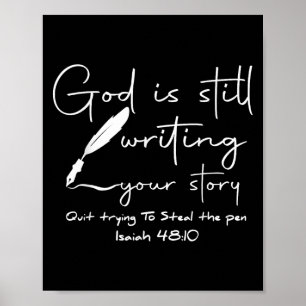 God schrijft nog steeds je verhaal af met proberen poster