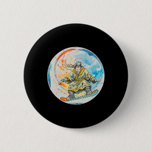 God Snowboarden met Jezus Christus Gebed Heer Chu Ronde Button 5,7 Cm