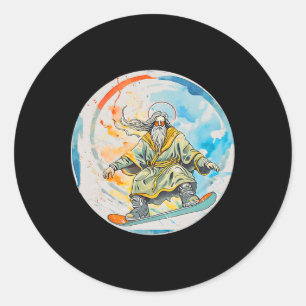 God Snowboarden met Jezus Christus Gebed Heer Chu Ronde Sticker