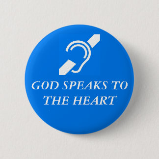 God spreekt tegen het hart ronde button 5,7 cm