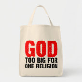 GOD TE GROOT VOOR ÉÉN RELIGING TOTE BAG (Voorkant)