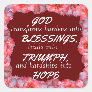 GOD TRANSFORMS BLESSEN VIERKANTE STICKER
