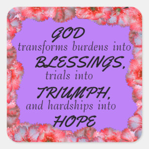 GOD TRANSFORMS BLESSEN VIERKANTE STICKER