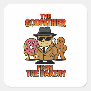 God Vader uit de bakkerij - Cartoon Coffee & Donut Vierkante Sticker
