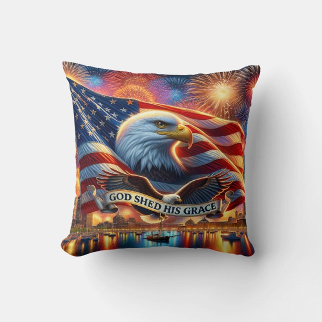 God vergiet Zijn genade patriottisch Sierkussen (Voorkant)