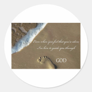 GOD-voetafdruk in zand Ronde Sticker