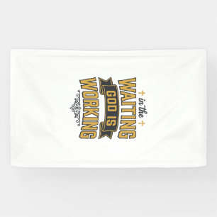 God Werkt Vintage Geloof Typografie T-shirt_1 Spandoek