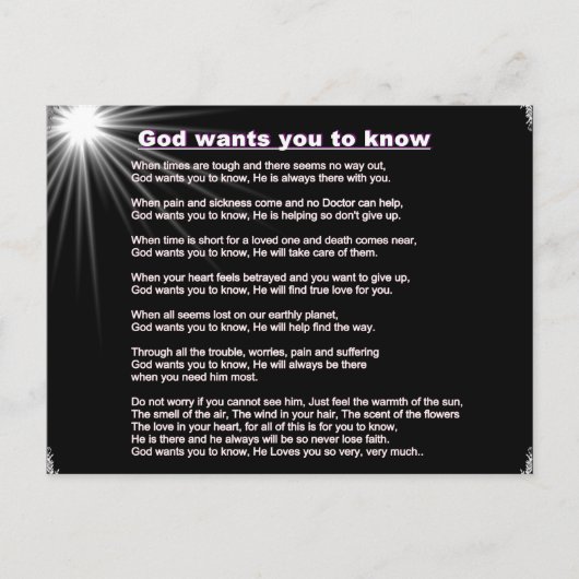 God wil dat je Briefkaart kent (Voorkant)