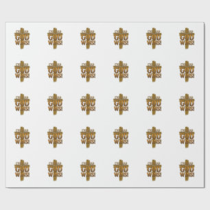 God Wint Christelijk Vintage Kruis Typografie T-sh Cadeaupapier