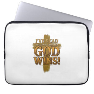 God Wint Christelijk Vintage Kruis Typografie T-sh Laptop Sleeve