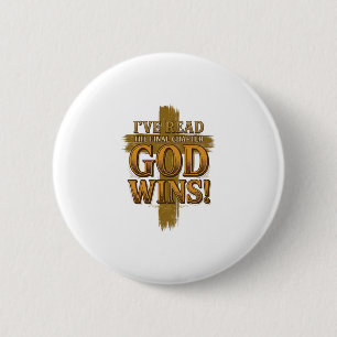 God Wint Christelijk Vintage Kruis Typografie T-sh Ronde Button 5,7 Cm