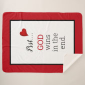 GOD wint in het witte eindtekstwit Sherpa Deken (Voorkant (horizontaal))