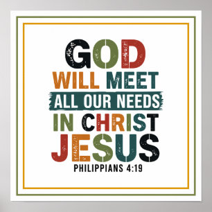 God Zal Aan Alle Onze Behoeften Voorzien in Christ Poster